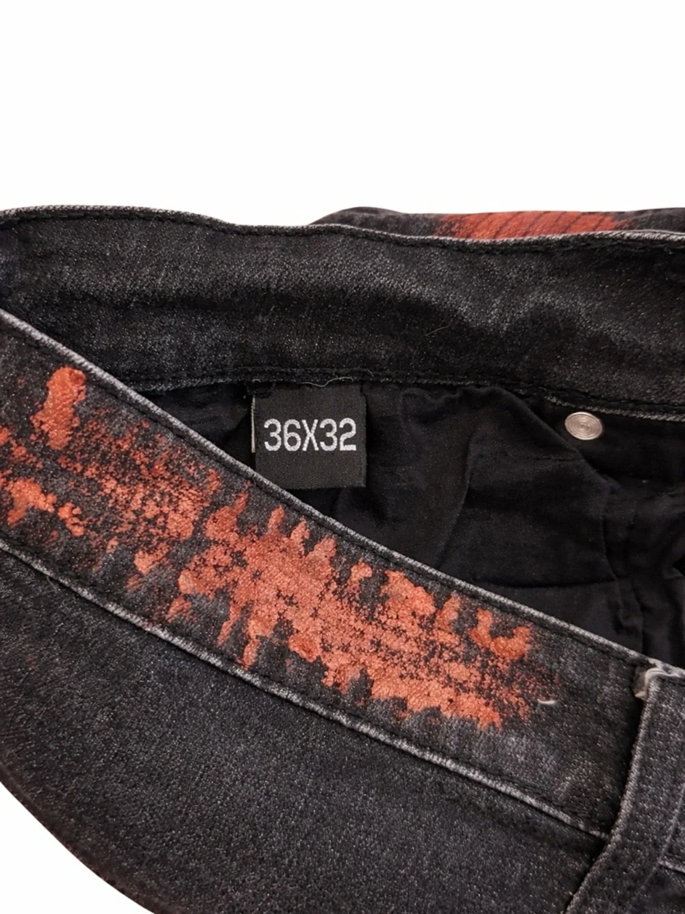 Refuel Black Red Moto Biker Jeans 36x32 Distressed Zip Streetwear Y2K Punk - Picture 6 of 6